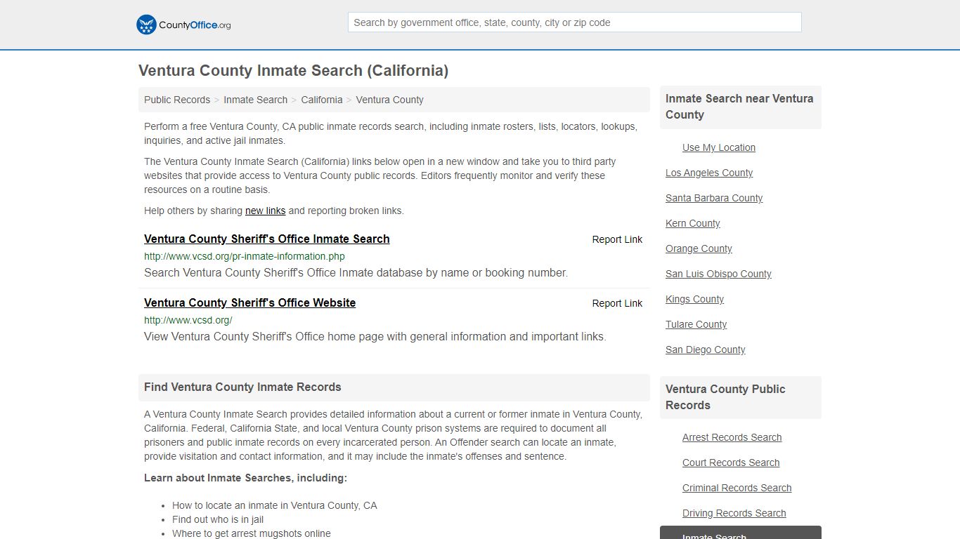 Inmate Search - Ventura County, CA (Inmate Rosters & Locators)