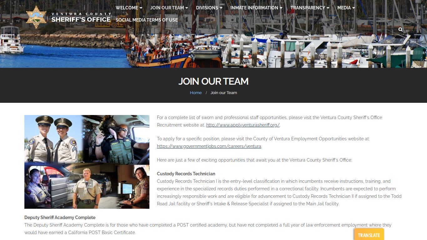 Join our Team - Ventura County Sheriff's Office